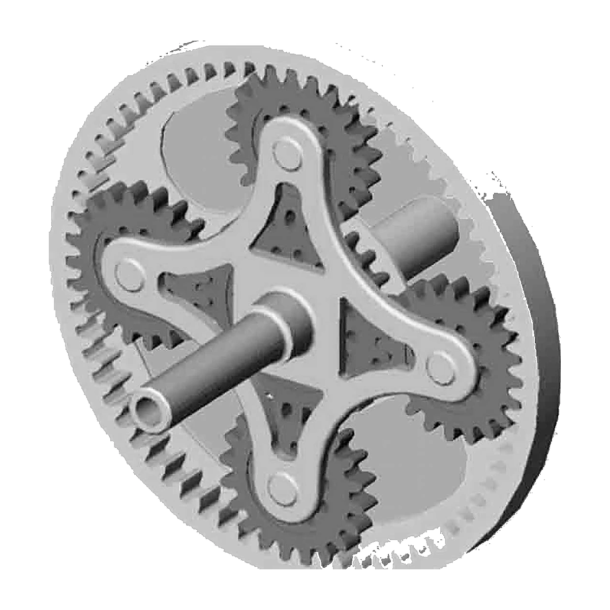 Custom Planetary Gear Set - Matched Sun, Planet and Internal Ring Gears on a clean white background