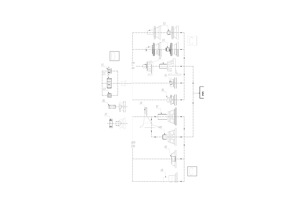 Industrial Modular Planetary Gear Set for EP300-Type Drive Architectures mesh or interface detail